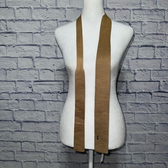 YVES SAINT LAURENT TAN 100% COTTON SOLID NECKTIE EXCELLENT CONDITION - Picture 1 of 12